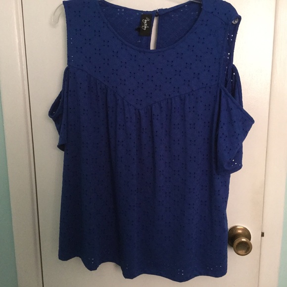 By & By Tops - By & By Blue Eyelet Blouse